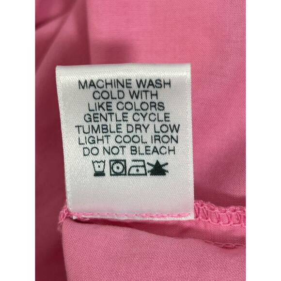 Xirena Jules Cotton Poplin Top Size Large Pink Short Puff Sleeve Ruffle Blouse - Picture 6 of 9